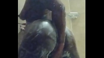 Wife finds video of sexy ebony girl friend washing her big ass in bath