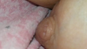 Spying wife's nipples while she s.