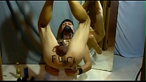homemade hardcore tied up amateur gay slave in chastity slut fucks himself dildoplay stretched cunt public webcam